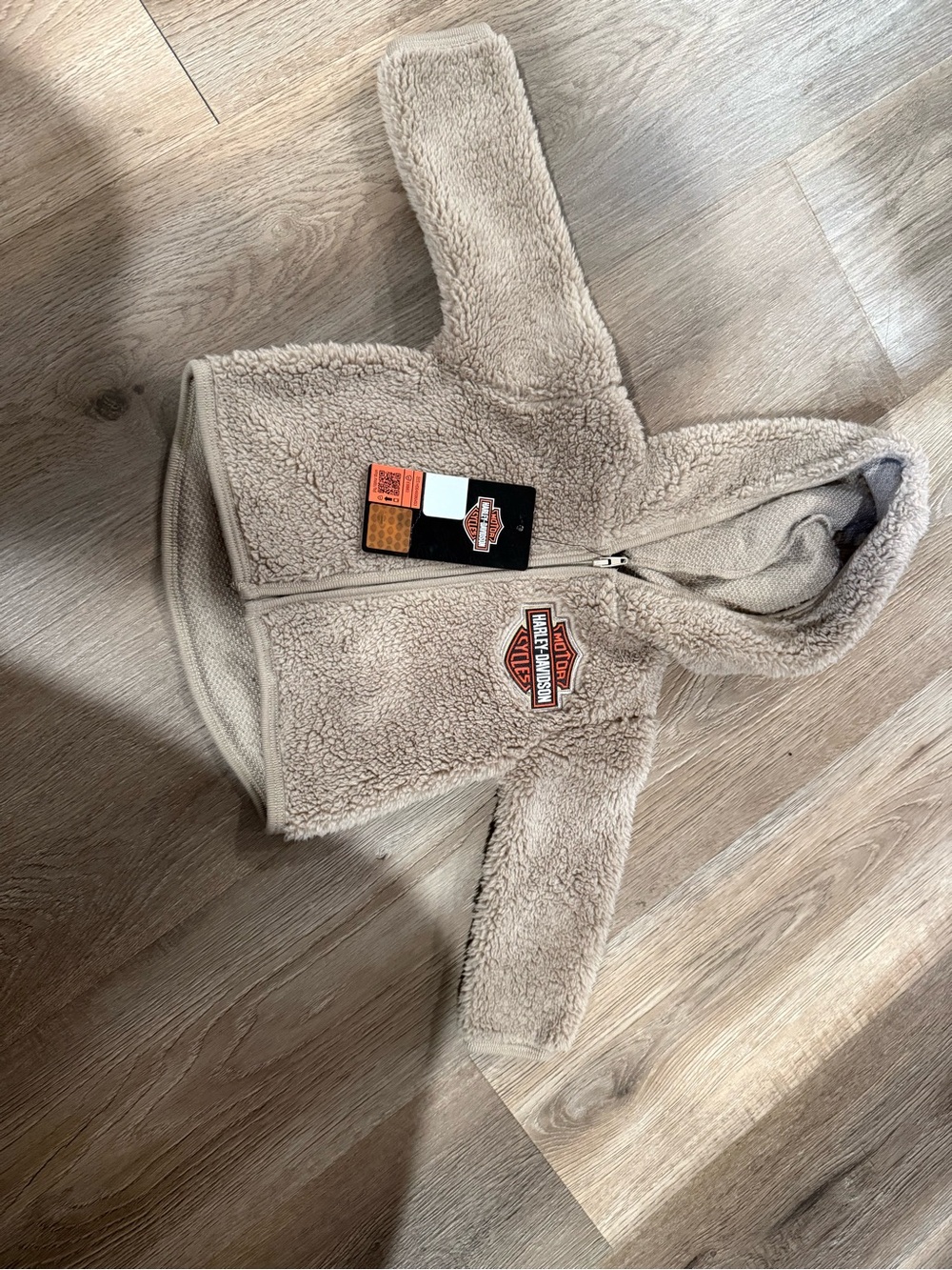 Harley-Davidson Beige Sherpa Jacket with Orange & Black Logo